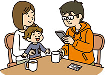 イラスト:小さいお子さんがいて窓口へ行けないとき