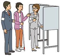イラスト:補助者に指示する
