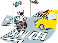 イラスト:車両に急ブレーキをかけさせた様子