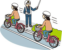 イラスト:警察官による指導警告に従わない様子