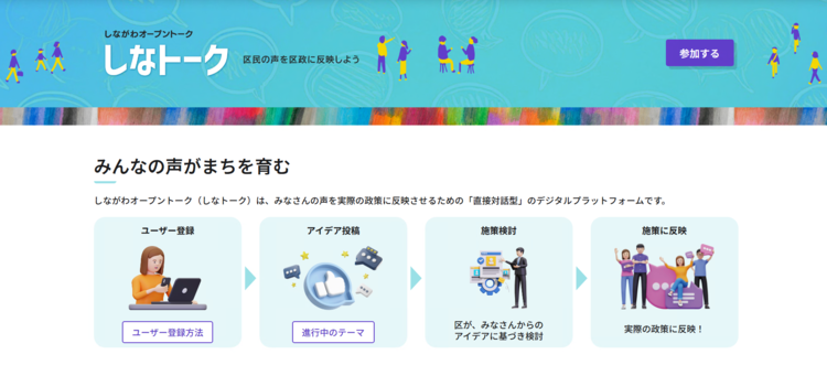 しながわオープントーク しなトーク トップ画面