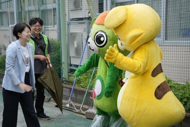 写真：マスコットキャラクター　大崎一番太郎とスパンキー