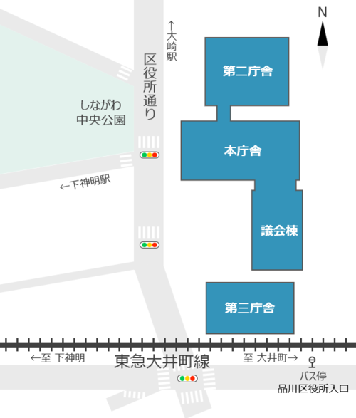 品川区役所の地図