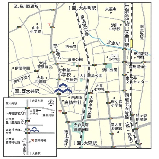 品川歴史館近隣の地図