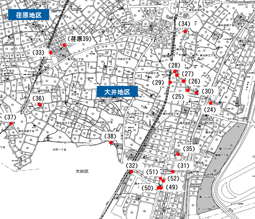 水防用土のう置場＜広域＞案内図（大井地区）