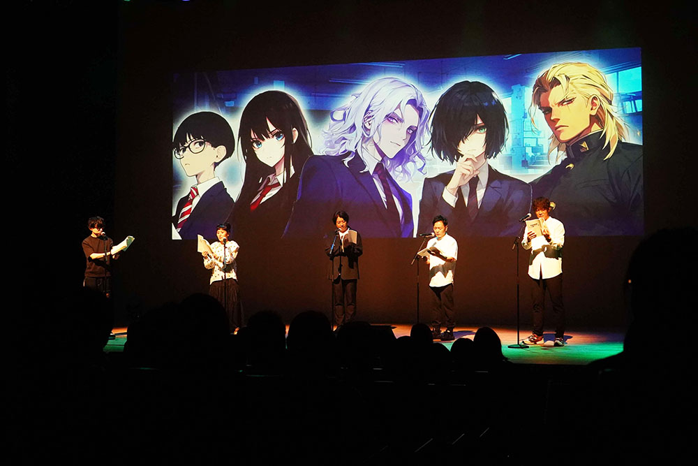 キャラクターをバックにした声優朗読全体画像