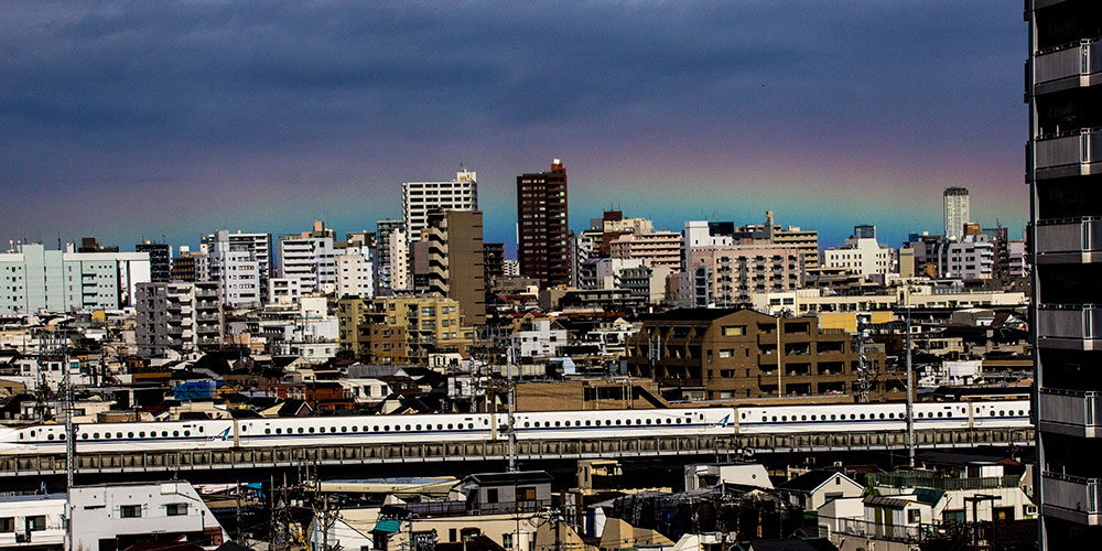 区役所屋上庭園から見た西の空