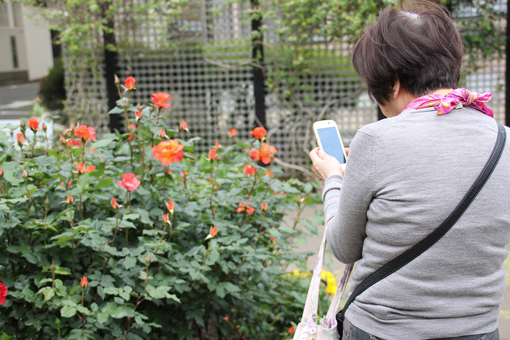 花の写真を撮る人