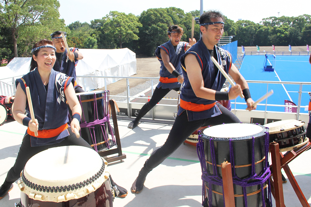 品川区「八潮太鼓之会」披露の様子