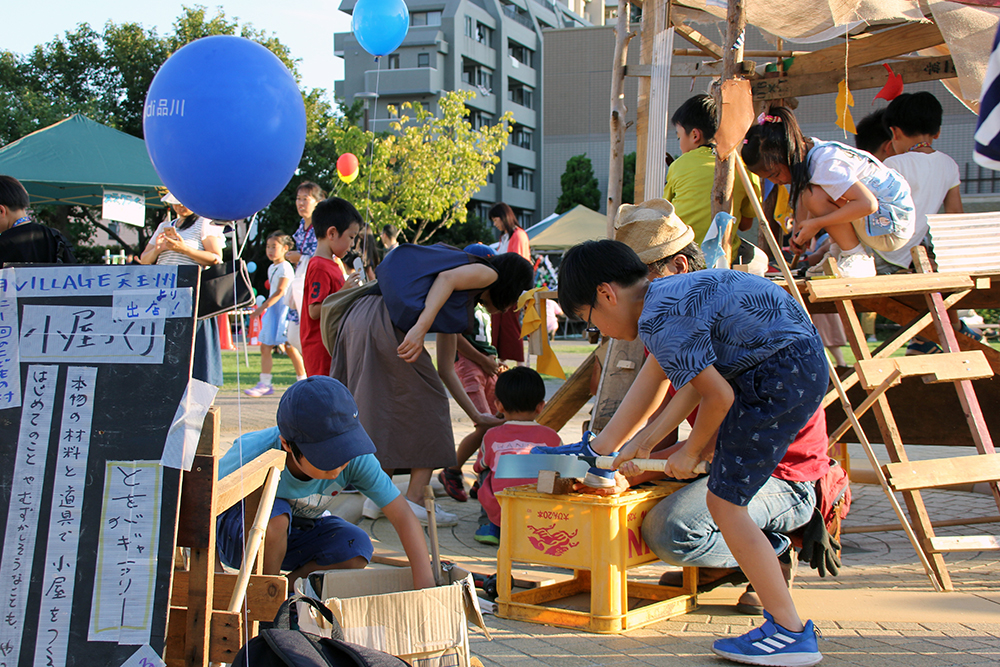 東品川海上公園　小屋づくりにチャレンジ