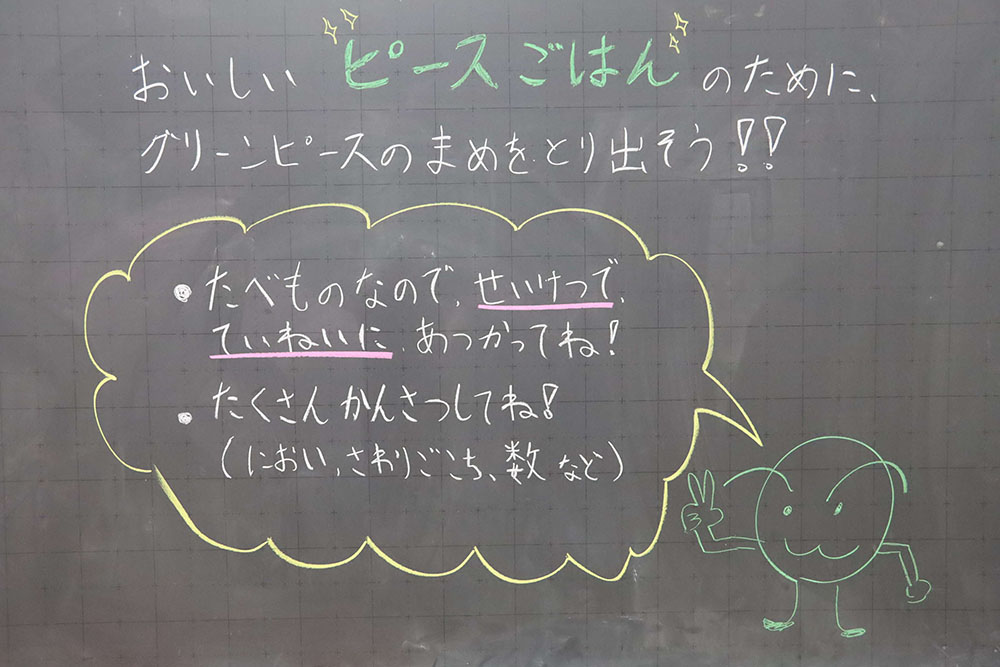 黒板に書かれた説明