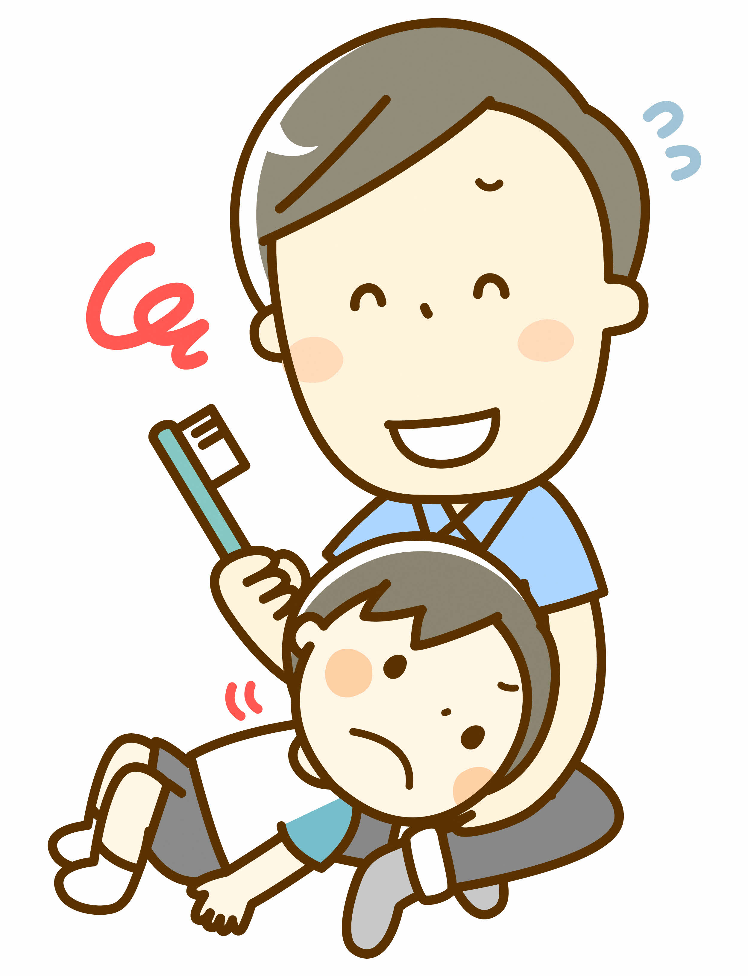 仕上げ磨き 父子
