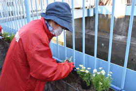 花を植えている様子