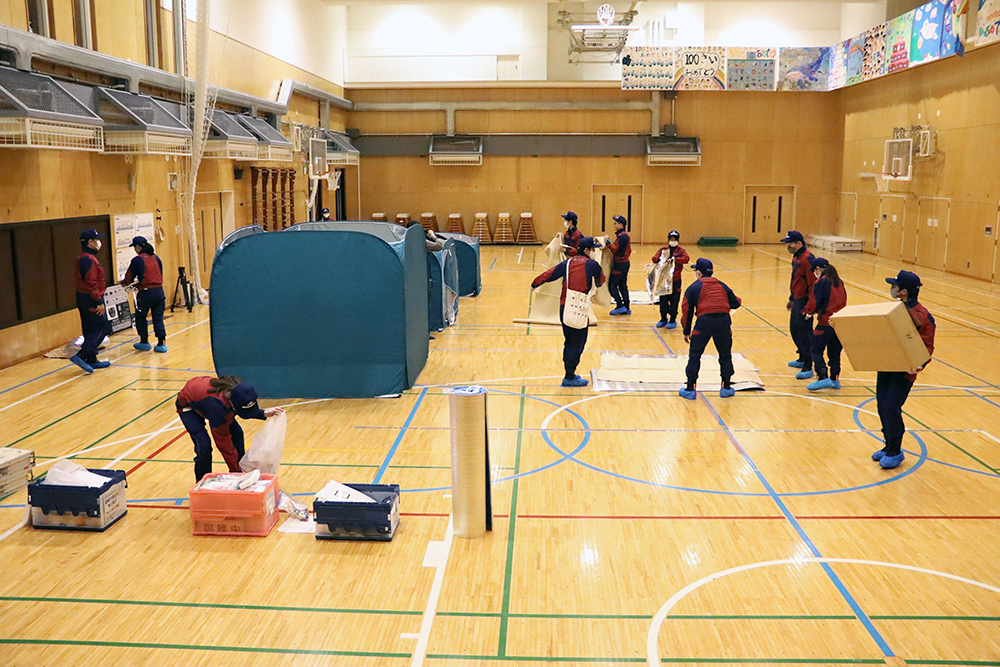 避難所開設訓練の様子