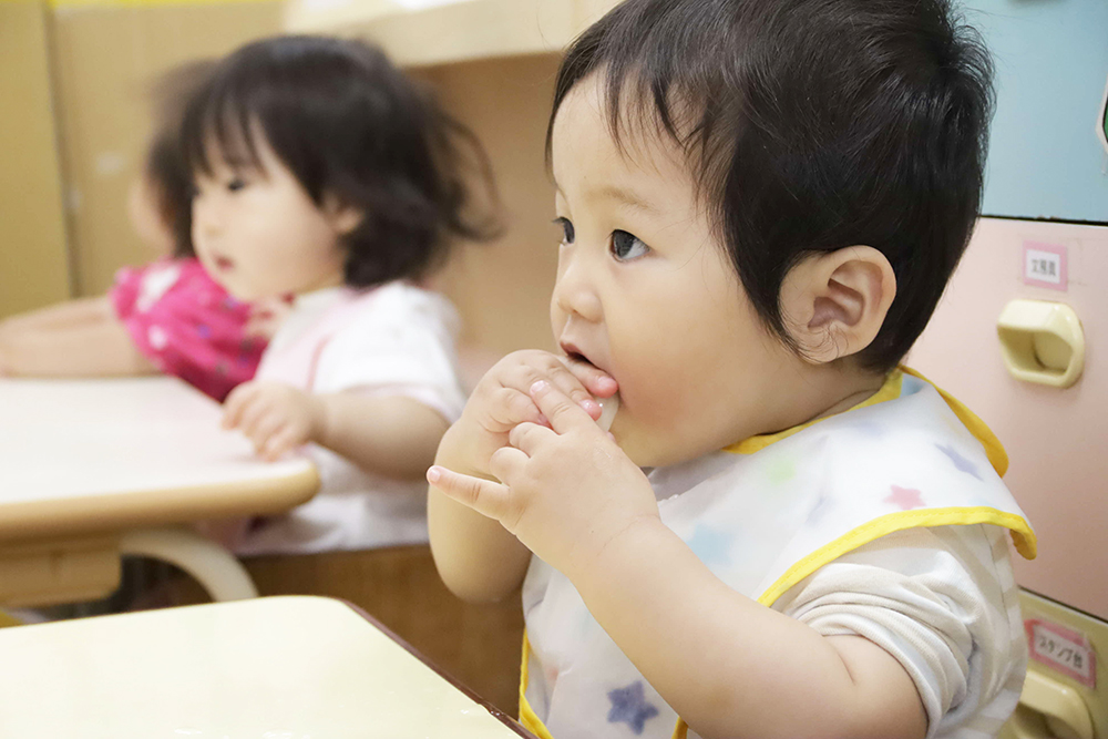 キャベツを食べる子ども