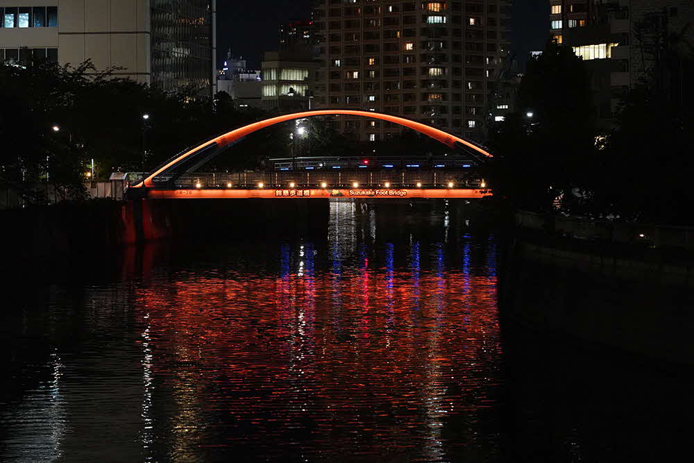 ライトアップされた鈴懸歩道橋