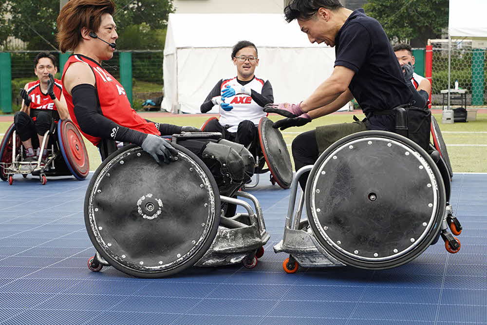 車いすラグビー体験の画像