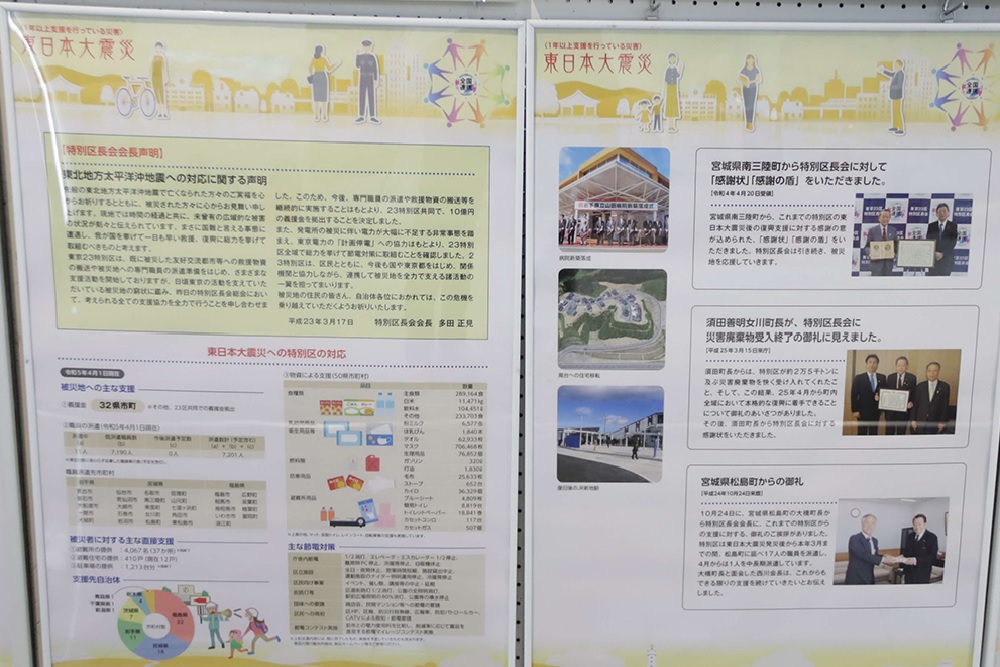 東日本大震災の被災地に対する特別区の支援を紹介するパネルの画像