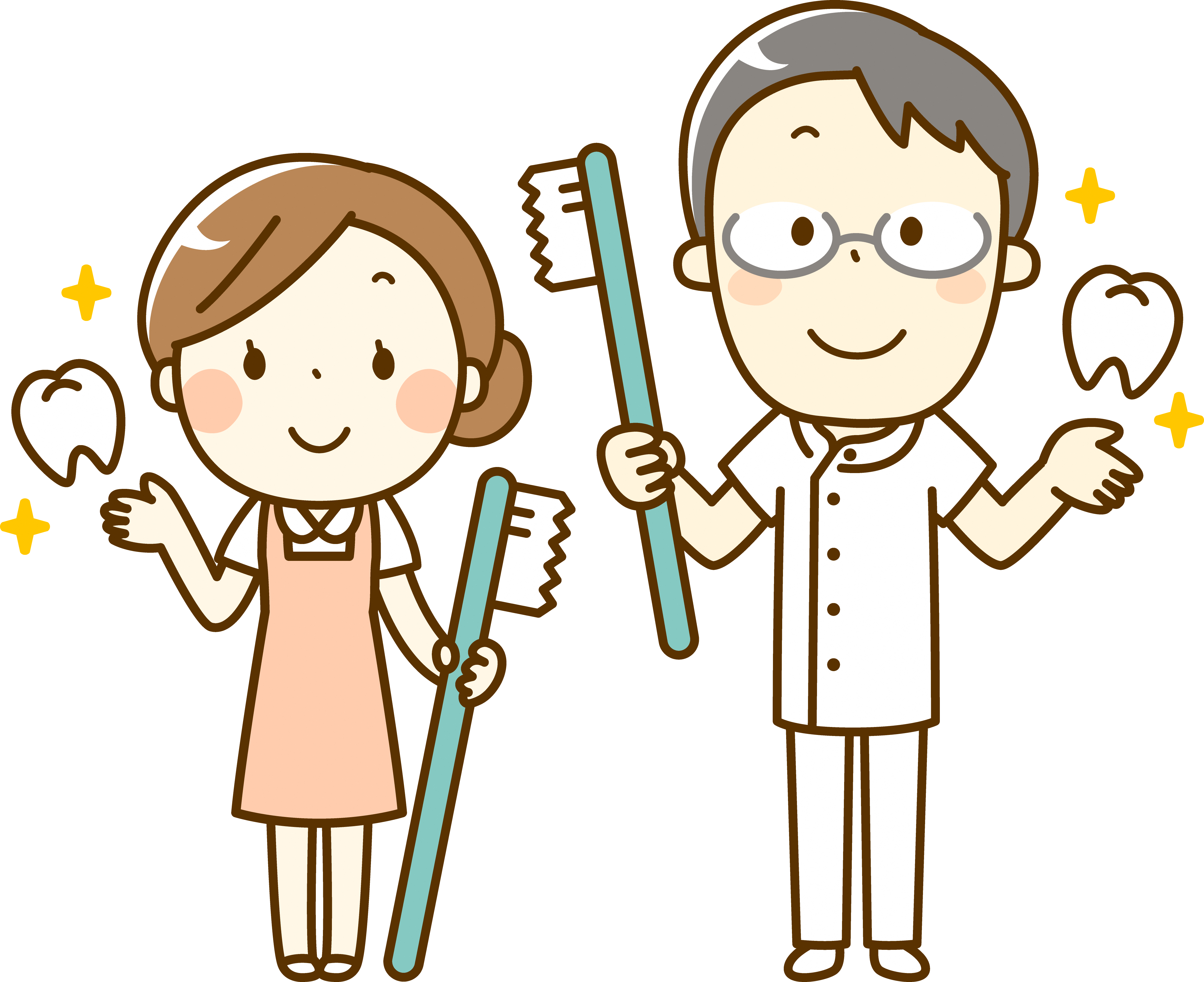 歯科医師と歯科衛生士のイラスト