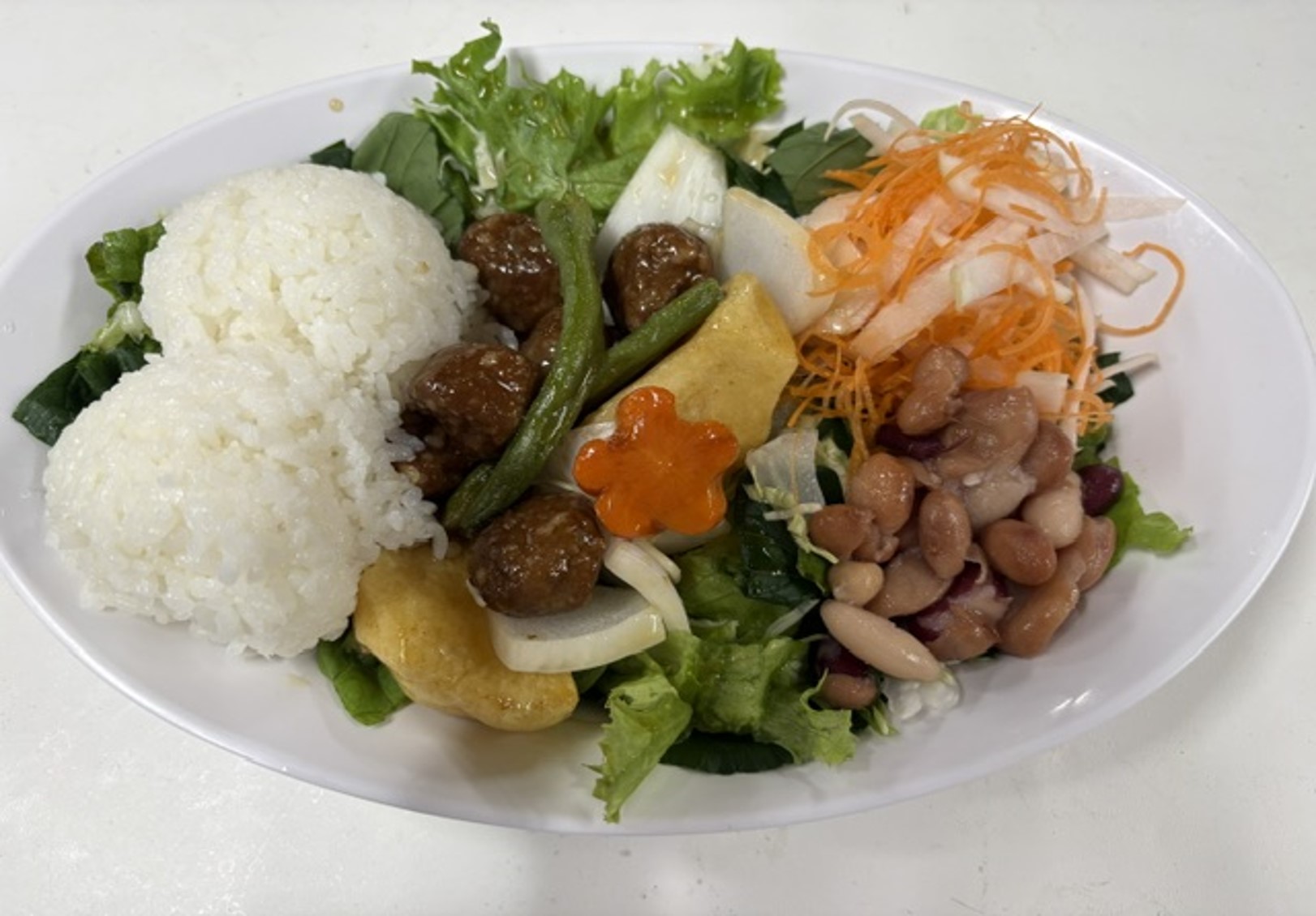 肉団子の黒酢あんかけのしながわボウル（写真）