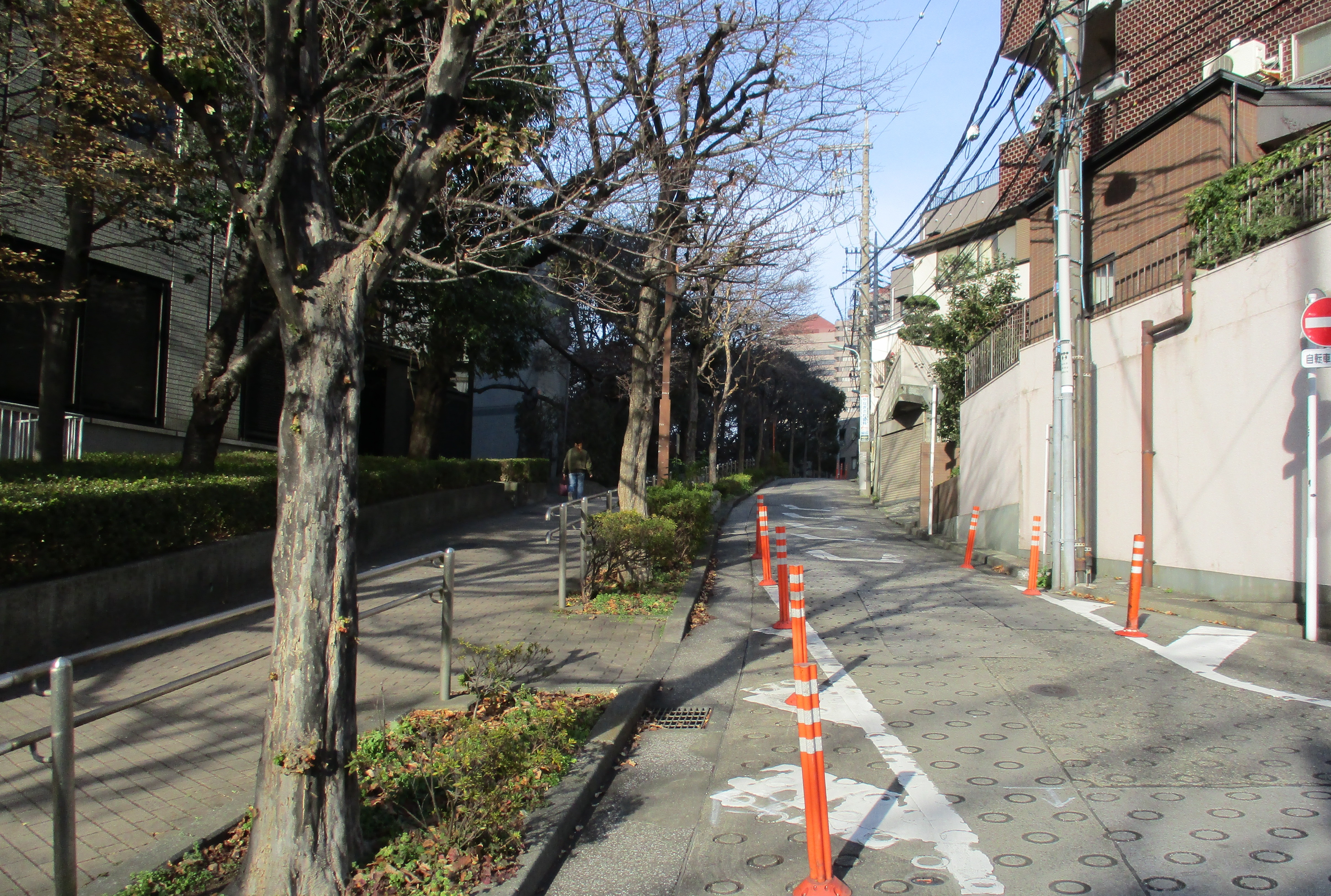 御殿山の坂を下から見た風景