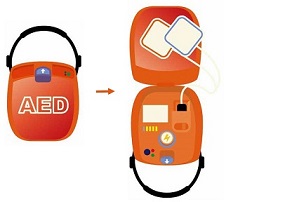 AEDのフタを開けた状態のイラスト