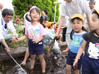 屋上庭園で田植え3