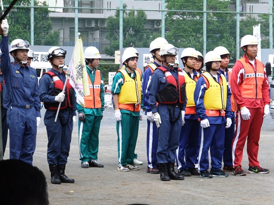 水防訓練(2014)大崎高校防災活動支援隊整列