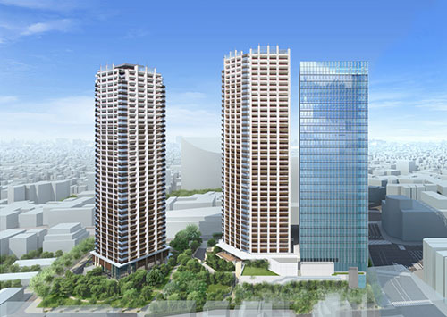 竣工予想図(目黒駅前地区市街地再開発組合提供)