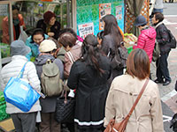 抹茶のお菓子を振る舞うお茶屋さん