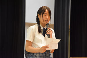 派遣生代表松本さんの決意表明