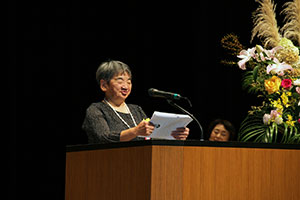 参加者代表の馬場さん長寿社会への抱負