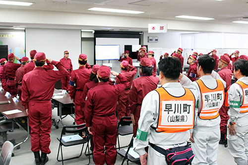 区内一斉防災訓練 災害対策本部室の様子