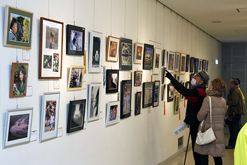 高齢者作品展 絵画部門をみる来場者