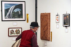 手芸・工芸部門 作品を鑑賞する来場者