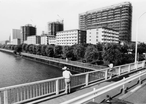 建設工事中の八潮団地(昭和57年撮影)