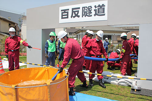 ずい道への浸水被害に対する訓練