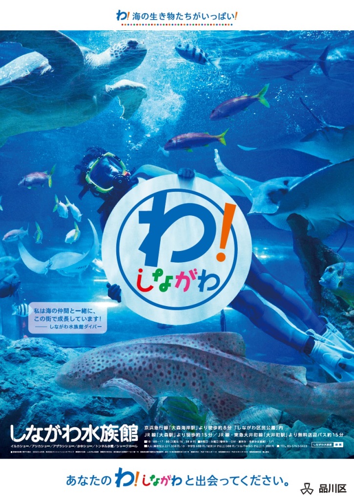 わ しながわ Prポスター しながわ水族館デザインが仲間入り 品川区